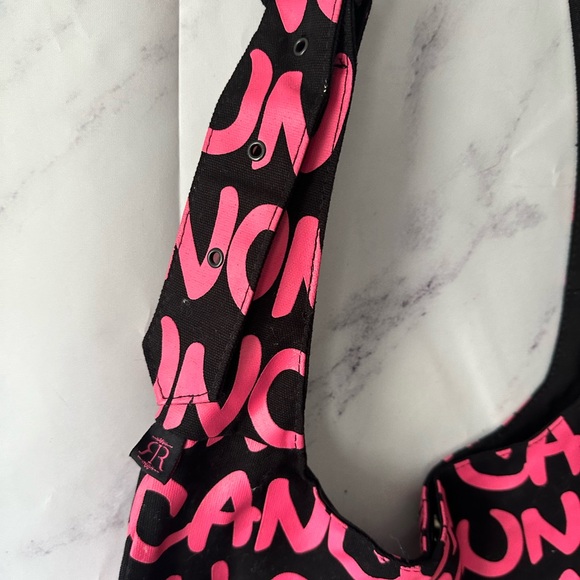 CANCUN ALLOVER PRINT PURSE BAG BLACK/PINK - Picture 9 of 9